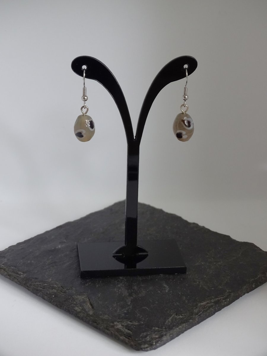 Grey Glass Bead Earrings