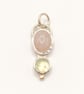 Rose Quartz and Prehnite Silver and Gold Pendant 