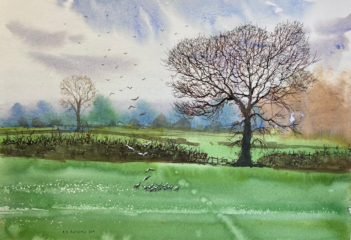 Battersby fields en plein air 2019 (original watercolour and ink painting)  