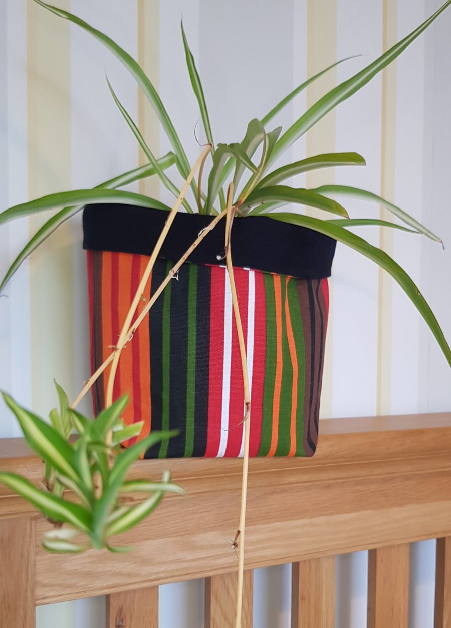 Bright stripes fabric storage basket: medium