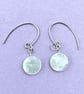 Round Disc Mother of Pearl and Sterling Silver Earrings