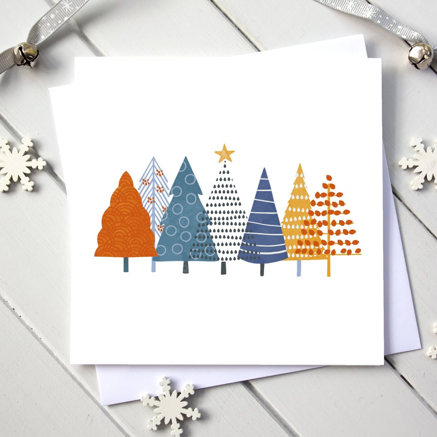 Xmas Alpine Trees Christmas Card
