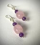 Amethyst, Rose Quartz and Sterling Silver dangle Earrings  - Image 3
