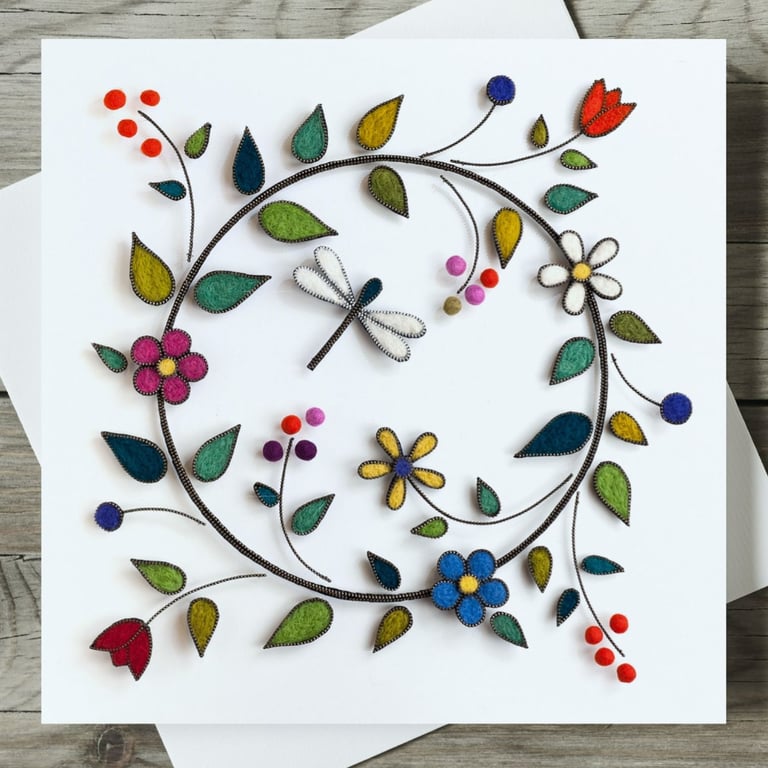 Dragonfly and Hedgerow Blank Greeting Card