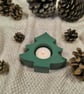 Forest green concrete tree candle holder, Christmas tree tea light holder, 