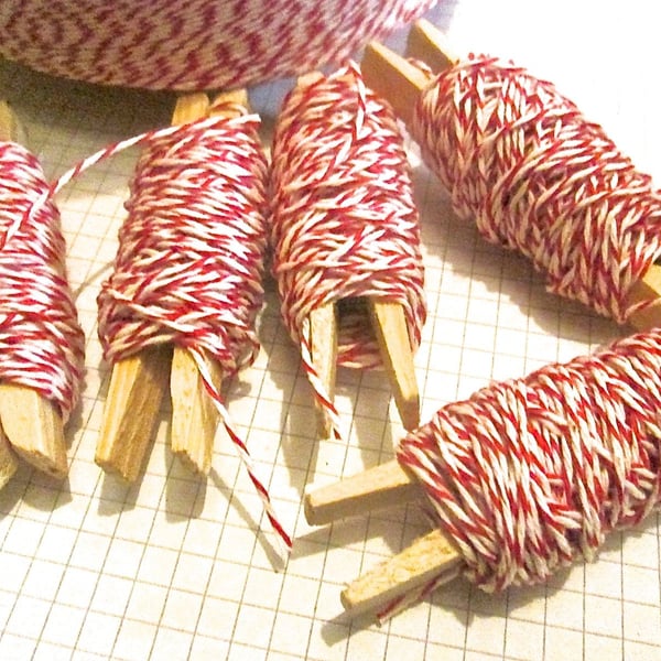 10mts Fine Red And White Bakers Twine 