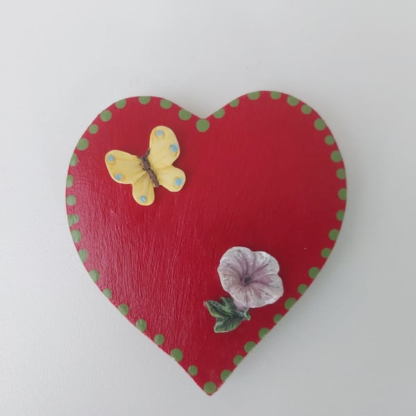 Red Heart Butterfly Flower Fridge Magnet Valentines Day