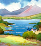 Snowdonia Landscape, North Wales, Watercolour Print, in 14 x 11'' Mount