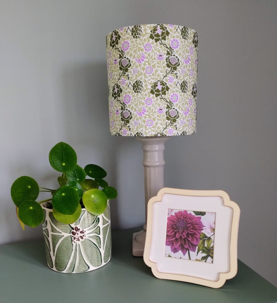William Morris Olive Orchard Grafton Classic Cylindrical Drum Lampshade.