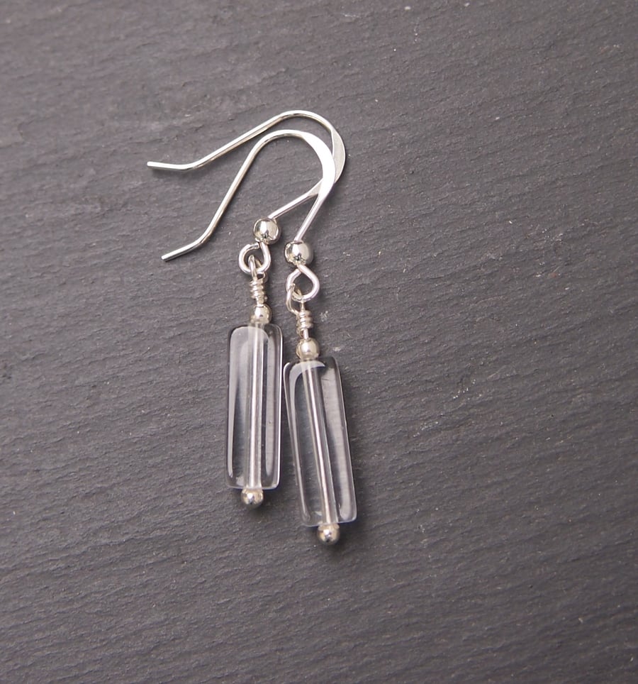Rock crystal pendant earrings