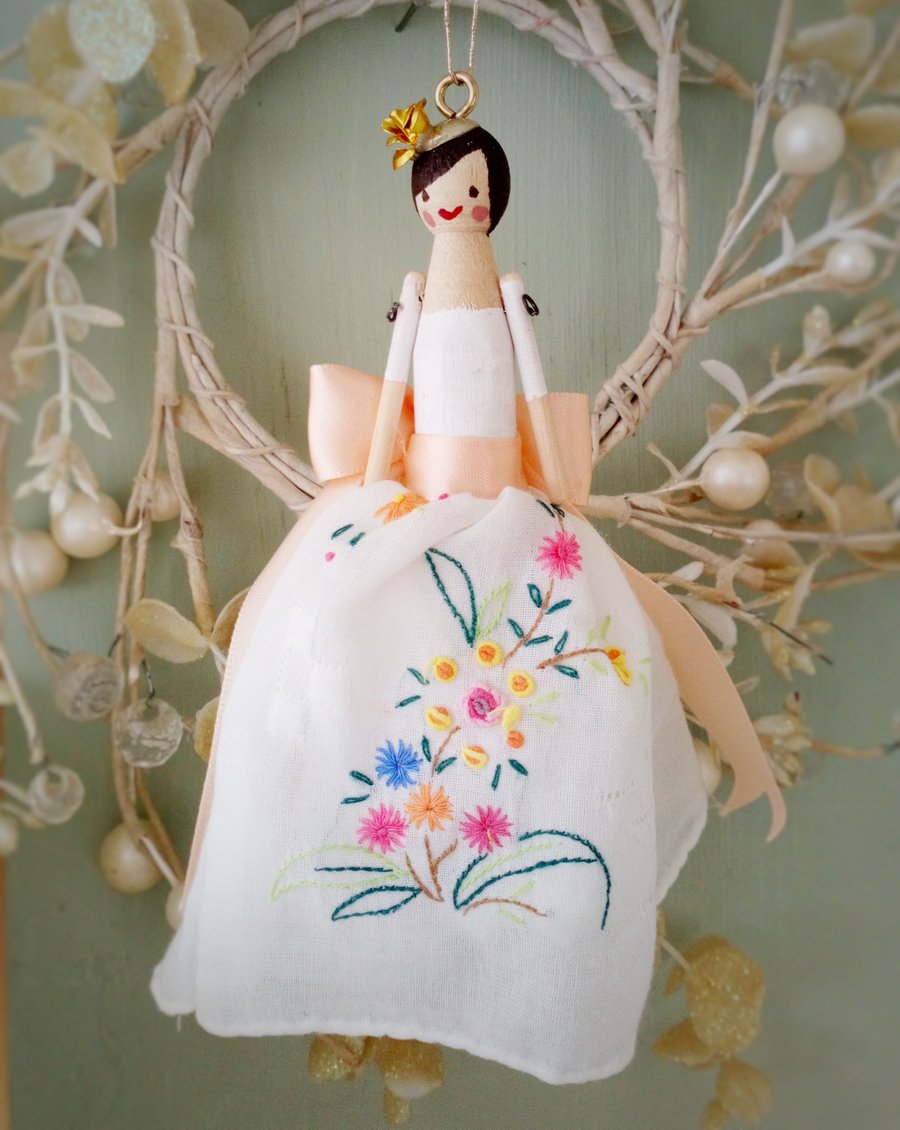 Handmade peg doll fairy decoration