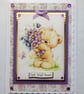 Get Well Card Cute Teddy Bear Get Well Soon Flowers Bouquet Gems - Image 1