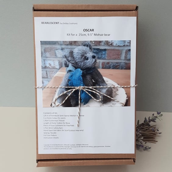 Mohair Teddy bear Making Kit, craft sewing kit, pattern to make your own Teddy 