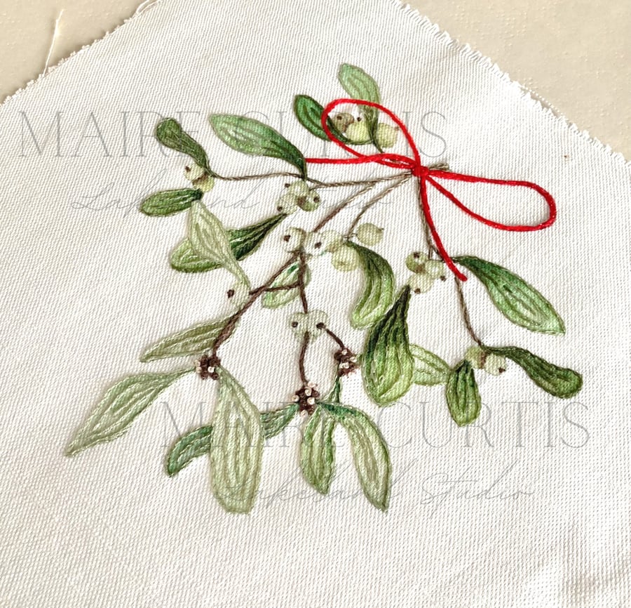 Festive Mistletoe Linen Embroidery Kit