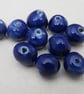 10 Small Cobalt Blue Glazed Clay Beads - Image 6