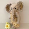 Elephant, hand embroidered elephant, one of a kind collectable artist bear 