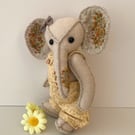 Elephant, hand embroidered elephant, one of a kind collectable artist bear 