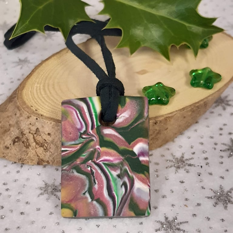 Multi coloured rectangular pendant