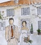 A4 Custom wedding illustration, faceless couple watercolour 