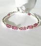 Pink Topaz Heart Charm Bracelet with Adjustable Slider Clasp - Image 4