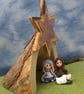 Holy Family Nativity Set Crib with Figures OOAK Sculpt by Ann Galvin - Image 5