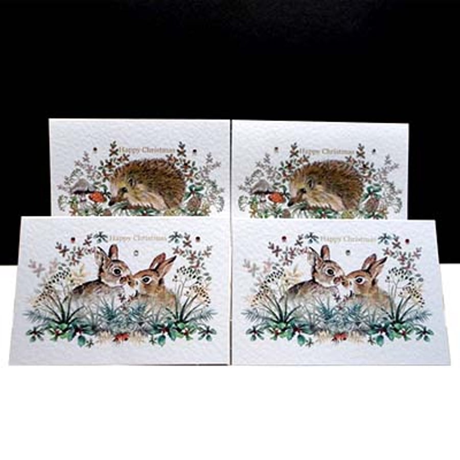 A Luxury Christmas Country Favourites. Pack of Four Cards - unique designs