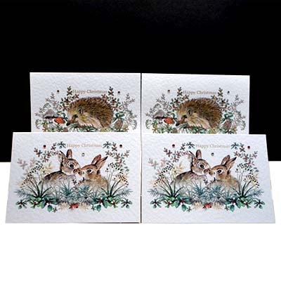 A Luxury Christmas Country Favourites. Pack of Four Cards - unique designs