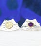 Amethyst cufflinks, silver cufflinks, handmade, gemstone, unusual shape