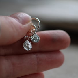 Sterling silver huggie earrings, handmade endless hoop earrings with charm
