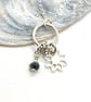 Sapphire Charm pendant sterling silver Hallmarked
