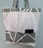 Two Tone Grey Tote Bag - upcycled fabric - Image 4