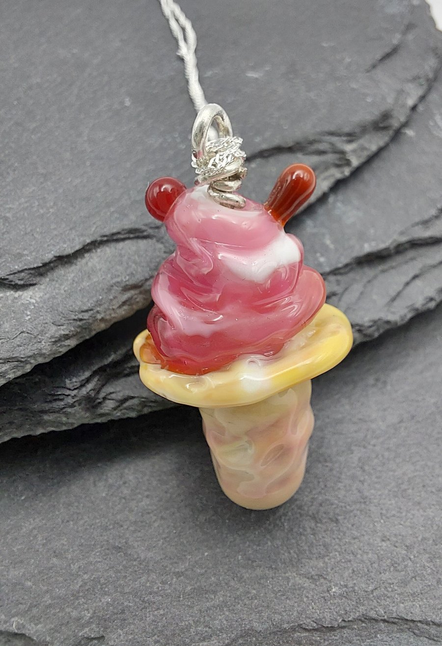 Raspberry Swirl Ice Cream Necklace