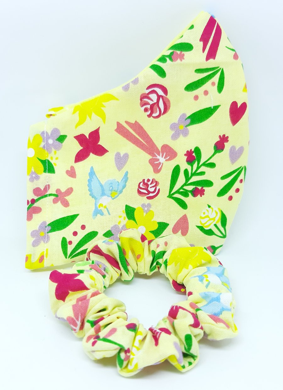 Child's Face Covering with Matching Scrunchie