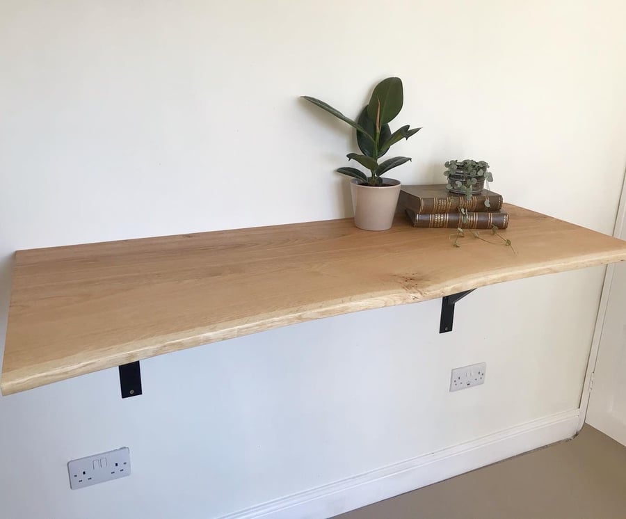 Solid oak wall mounted breakfast bar, home office LARGE