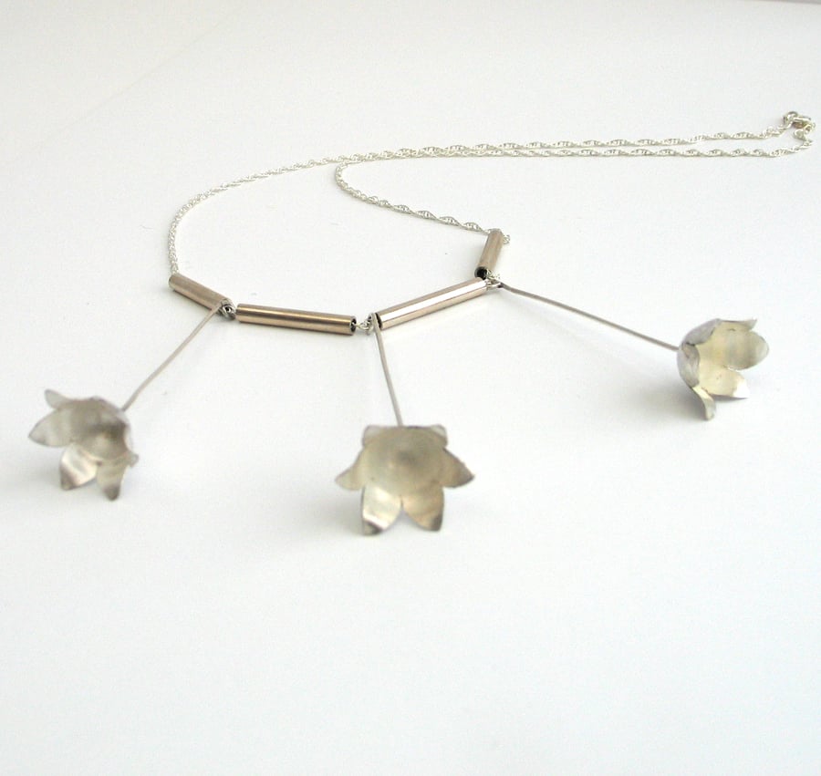 Sterling Silver Flower Necklace