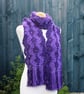 Crochet Stripey Scarf in Sparkly Purple and plain Purple - Image 1
