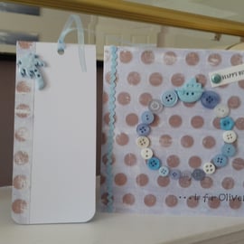 Childs initial personalised birthday  card with matching gift tag