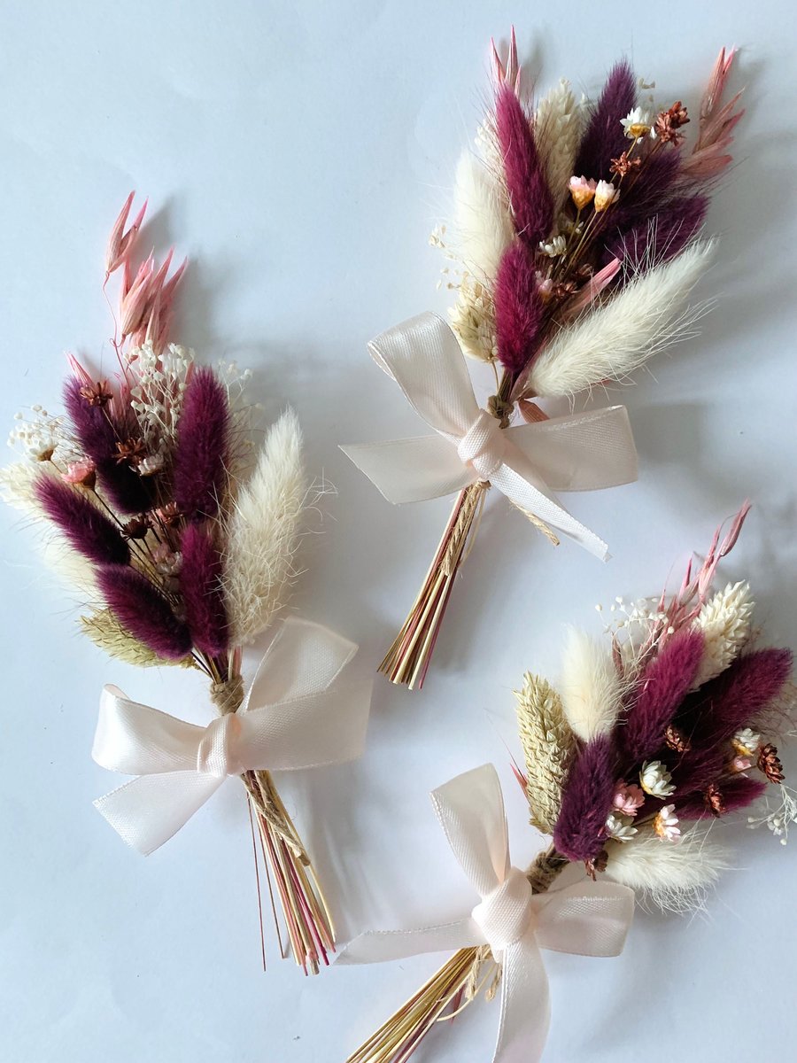 Mini Dry Flower Arrangement Gift Burgundy Plum Folksy