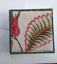 Birthday card or greetings card - made with upycled textiles orange pink green - Image 5
