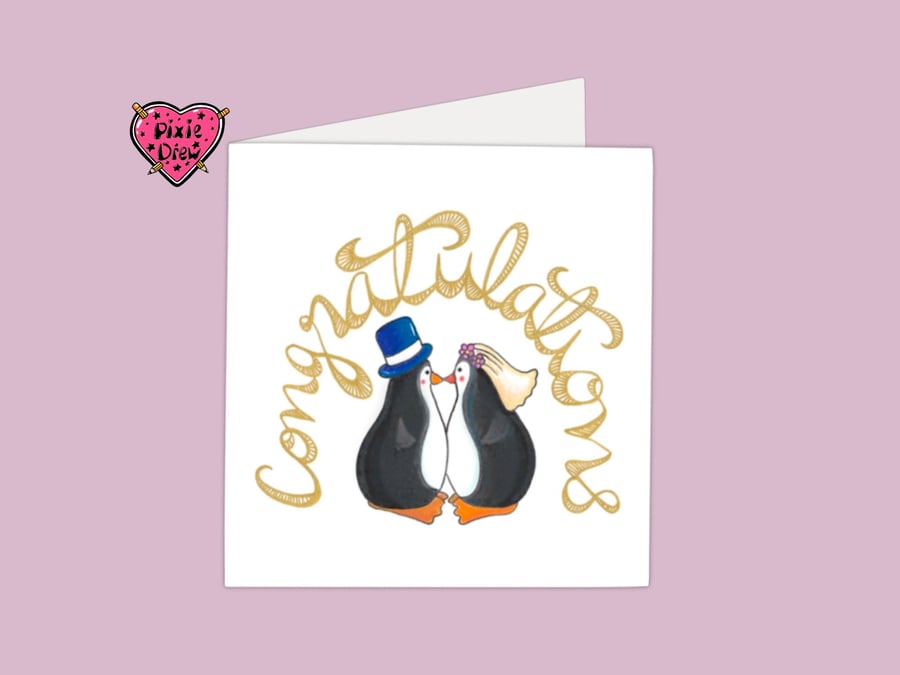 Penguin wedding card, congratulations on your marriage card