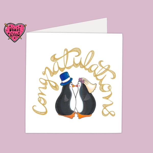 Penguin wedding card, congratulations on your marriage card