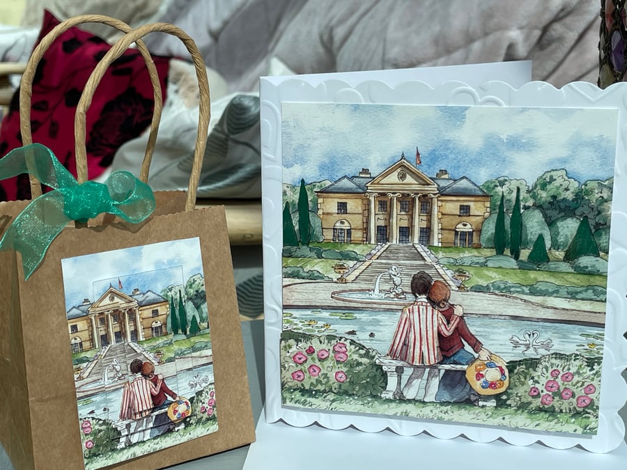 Happy couple anniversary or engagement card with free matching gift bag