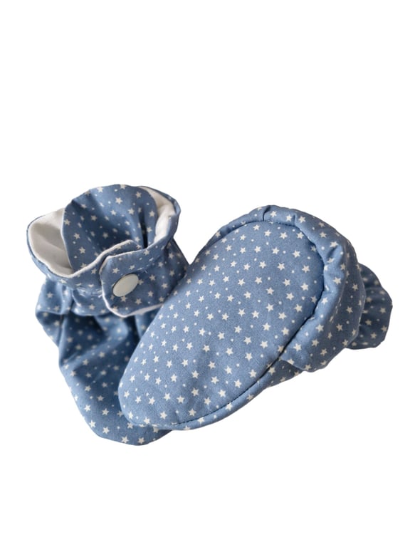 Unique handmade booties, for babies 3-6 months, cotton & French terry towelling