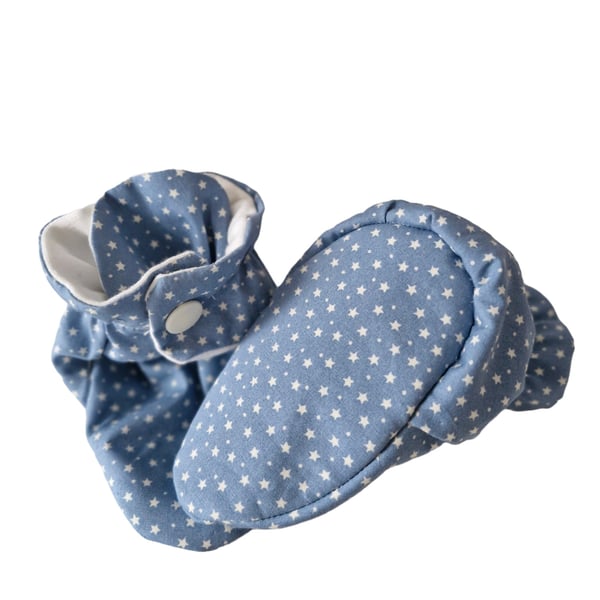 Unique handmade booties, for babies 3-6 months, cotton & French terry towelling