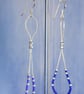 Drop earrings with silver chain, beads and dark blue seed beads  - Image 2