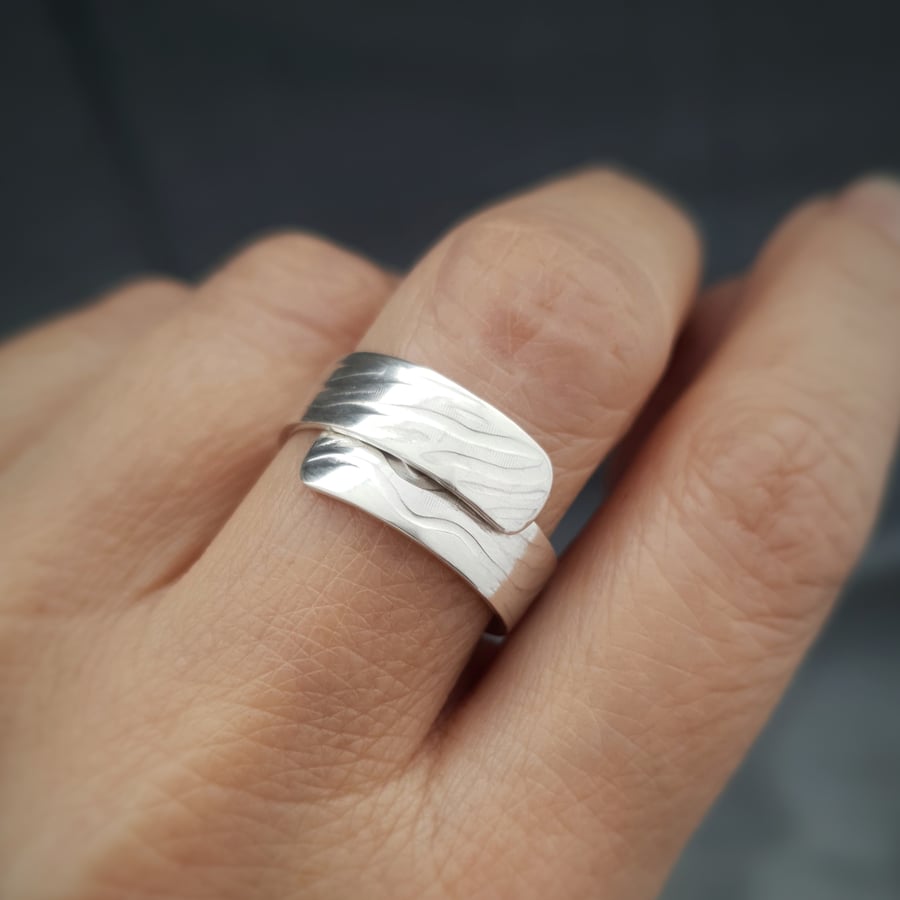 Wrap Ring in textured sterling silver from Balance Me range