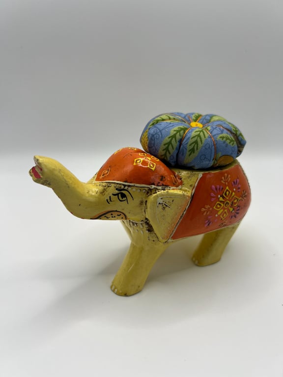 Vintage Elephant Pin Cushion - Orange