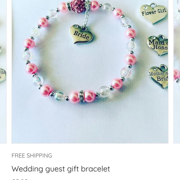 Wedding gift bracelet with wedding charm stretch beaded bracelet 