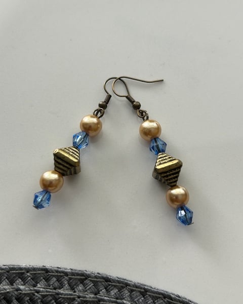 Drop Boho Bronze Blue Earrings