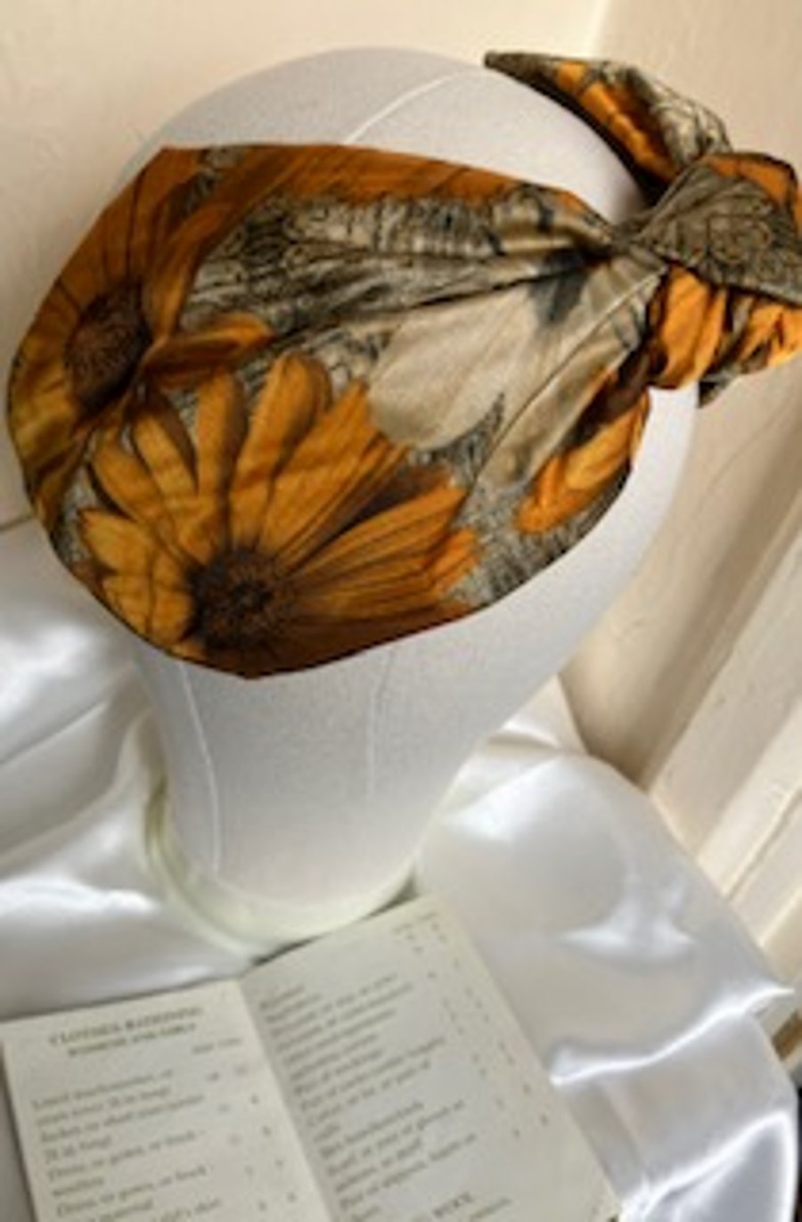 Sunflower - Wide 40s Style Turban Headband
